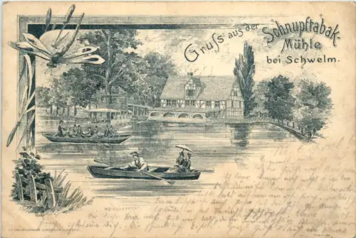 Gruss aus der Schnupftabak Mühle bei Schwelm - Litho - Vorläufer -620874