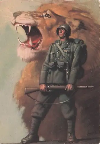 Soldat und Löwe, illustriert von Boccasile Gino