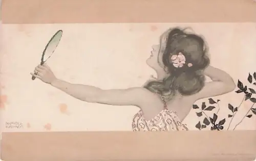 Raphael Kirchner - Junge Frau vor dem Spiegel Jahr 1901