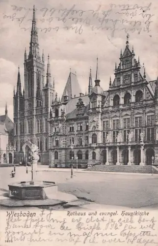 Wiesbaden Rathaus und evangel. Hauptkirche -803292