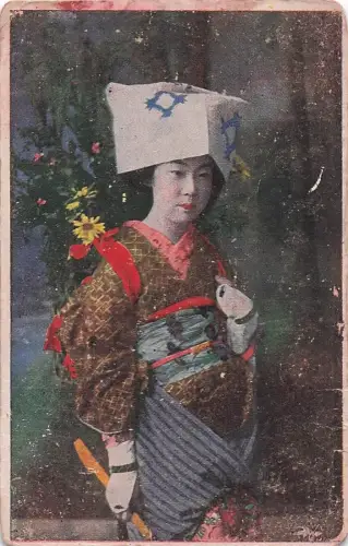 Japanische alte Postkarte mit Foto einer Oiran, Geisha, Maiko, Schauspielerin, Frau -803376