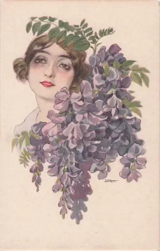 Künstler: M. Monteloyo. Art Déco. Elegante Dame im Glamour-Stil. -803434