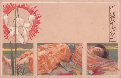 Jugendstil Künstler Ansichtskarte / Postkarte Oper Iris von Pietro Mascagni, weiße Magnolie -805314