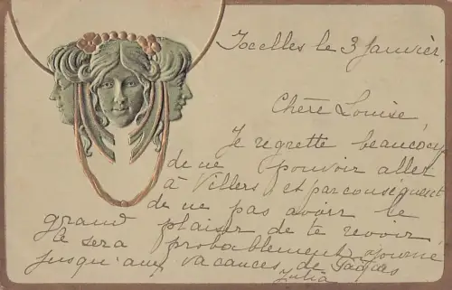 Jugendstil-Ansichtskarte (französisch: Art Nouveau) -805308