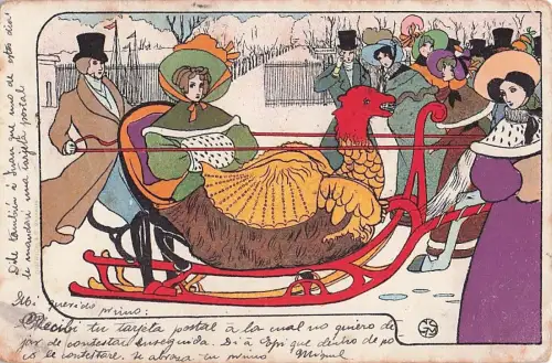 Postkarte, die dem Kunststil des Jugendstils -805292