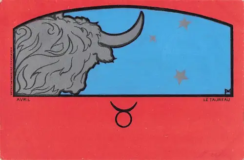 TAURUS LE TAUREAU ZODIAC HENRI MEUNIER KUNST NOUVEAU HOROSKOP POSTKARTE -805582