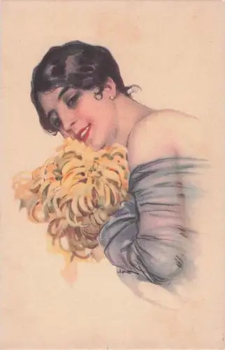 Künstlersignierte AK HR3972 aus der Serie „Lady Cornflower“ von Metlicovitz -803466