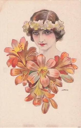 Künstlersignierte AK HR3972 aus der Serie „Lady Cornflower“ von Metlicovitz -803444