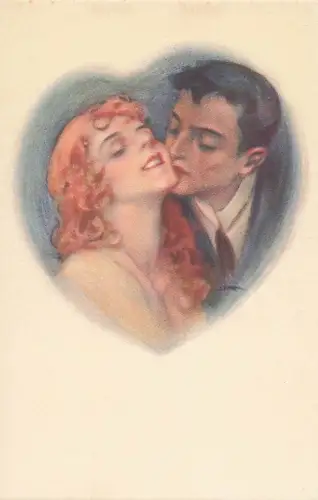 1920 Metlicovitz Postkarte Liebespaar Kuss Herz - Message D'Amore Retro -803510