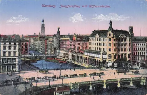 Hamburg. Jungfernstieg mit Affterarkaden. -803962