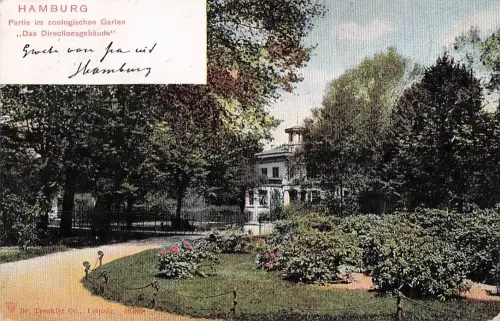 Antike deutsche Postkarte HAMBURG Zoologischer Garten Direktorengebäude -803828