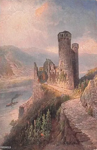 Künstler Ak Astudin, Rüdesheim am Rhein, Burg Ehrenfels -804038