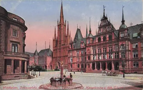 Postkarte Wiesbaden -- Schlossplatz -803954