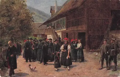 Künstler AK H. Hoffmann, Schwarzwald, Nach der Kirche, vor 1945 -804626