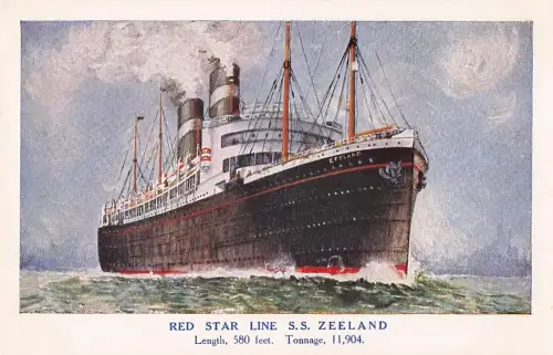 RED STAR LINE S.S. ZEELAND Length, 580 feet. Tonnage, 11,904. -804248