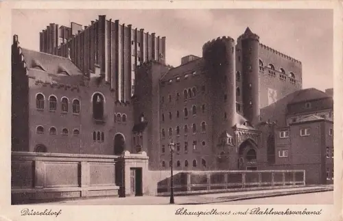 Ak Düsseldorf am Rhein, Schauspielhaus mit Stahlwerksverband -804298