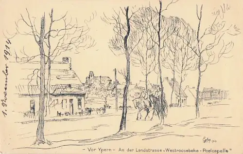STADEN - WESTROZEBEKE, 1. Weltkrieg, Künstler-Karte, 1914 -804810