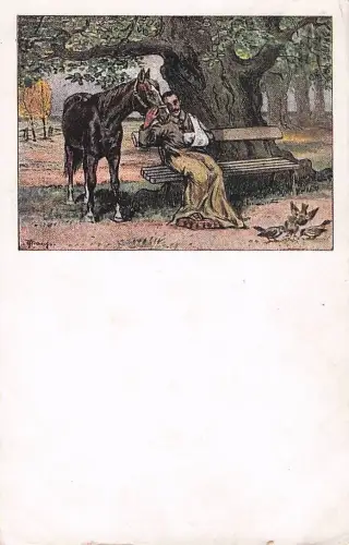 Postkartenserie C mit dem Titel „Der Tiere Lust und Leid“. -804428