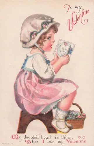 Antike Vintage-Postkarte von Wolf & Co. aus New York mit dem Titel „An meinen Valentin“, ca. 1907. -804508