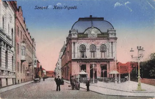 Ak Szeged Segedin Ungarn, Kass Szálló és Kávéház, Straße, Bäume, -804814
