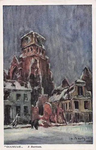 Dixmude Erster Weltkrieg A. Baertsoen Signierte Kunst Unbenutzte -804884