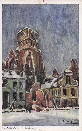 Dixmude Erster Weltkrieg A. Baertsoen Signierte Kunst Unbenutzte Postkarte -804882