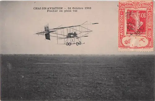 Diese historische Postkarte zeigt eine Flugschau in Chalon-sur-Saône -805590