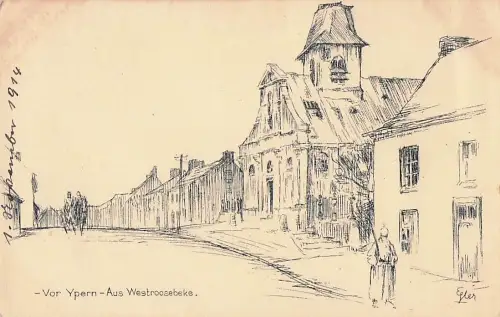 Künstler Eyler :- Vor Ypern-Aus Westroosebeke. -804980