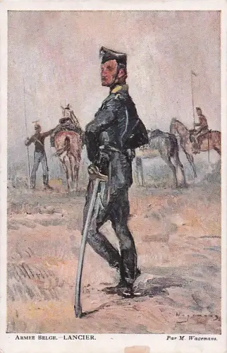 Künstler-AK Armee Belge-Langier, Soldat der belgischen Armee in Uniform mit Schwert -804944