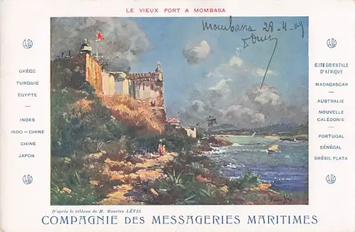 Cartes postales Bateau Paquebot Compagnie des Messageries Maritimes Le vieux fort a Mombasa -804998
