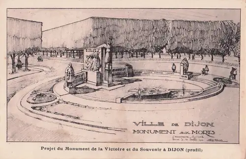 Lithografie mit dem Architekturentwurf für das Kriegerdenkmal von Dijon -805092