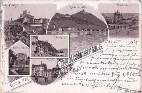 Lithographie Königswinter, Drachenfels, Drachenburg, Rolandseck -805334
