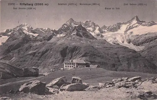 11170 Riffelberg (2585 m) Dent Blanche (4364 m) Gabelhorn (4073 m) Wellankuppe (3910 m) Zinat Rothorn (4223 m) Glacier du Trift -805168