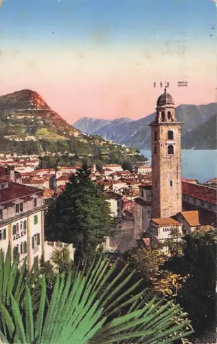 LUGANO E CAMPANILE DI SAN LORENZO, SCHWEIZER 1940ER JAHRE NACH BELGIEN, POSTKARTE -805184