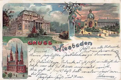 Gruss aus Wiesbaden - Litho -805358
