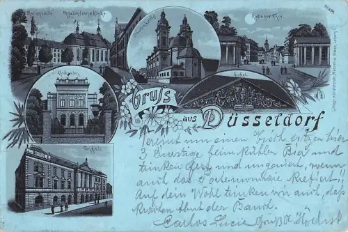 MONDSCHEIN LITHO GRUß AUS DÜSSELDOR -805352