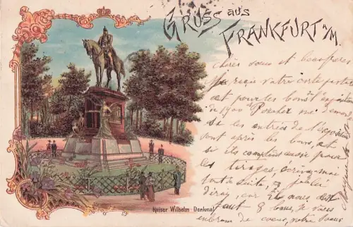 Lithographie Frankfurt a. M., Kaiser Wilhelm Denkmal -805498