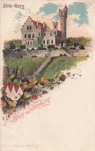 Lithographie Würzburg, Gasthaus Stein-Burg -805446