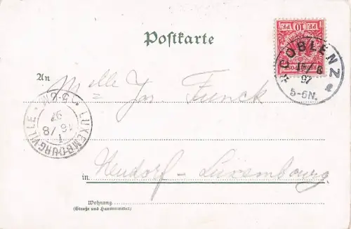 Lithographie Gruss aus Rüdesheim -805508