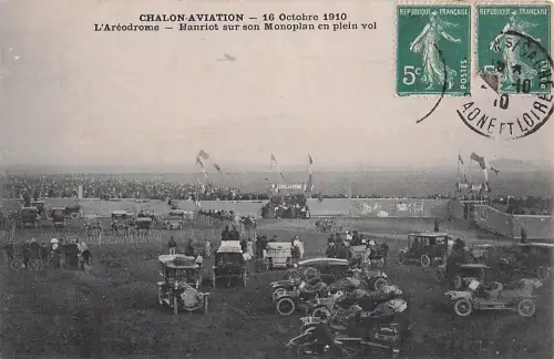 CHALON-AVIATION - 16 Octobre 1910 L'Aréodrome -Hanriot sur son Monoplan en plein vol -805616