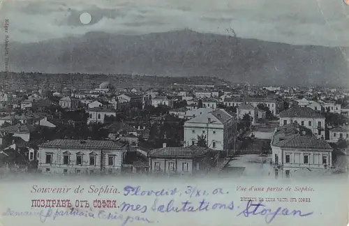 Panoramaaufnahme von Sofia, Bulgarien, mit dem Witoscha-Gebirge im Hintergrund. -805690