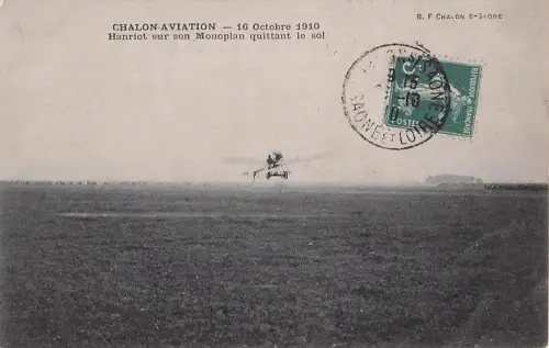 -16 Octobre 1910 CHALON-AVIATION Hanriot sur son Monoplan quittant le sol -805620