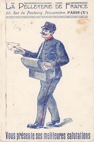 Grußkarte der Firma „La Pelleterie de France“ aus Paris. -805704