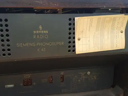 Nr. 33 Siemens Phonosuper K43 mit Plattenspieler und original Schaltplan – Baujahr 1954/55 - Röhrenradio  