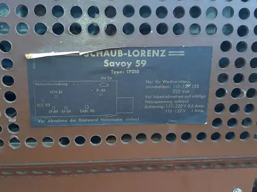 Nr. 37 Schaub-Lorenz Savoy 59 Typ 17010 – Baujahr 1958 – 60  - Röhrenradio  