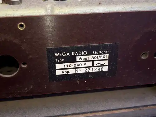 Nr. 38 Wega Radio Stuttgart Typ Wega 301/501 – Baujahr 1956/57  - Röhrenradio  