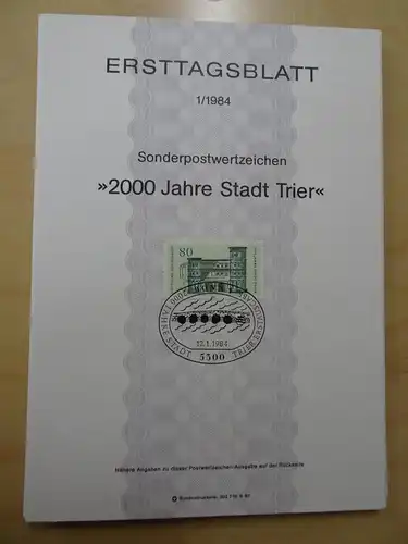 Bund ETB Ersttagsblätter Jahrgang 1984 komplett (5596)