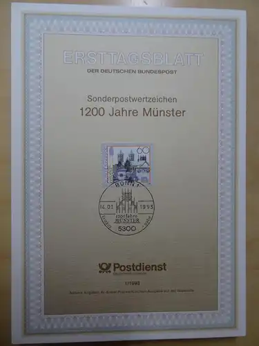 Bund ETB Ersttagsblätter Jahrgang 1993 komplett (5612)