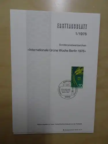 Berlin ETB Ersttagsblätter Jahrgang 1976 komplett (5581)