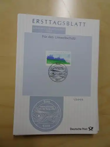 Bund ETB Ersttagsblätter Jahrgang 2002 komplett (5621)